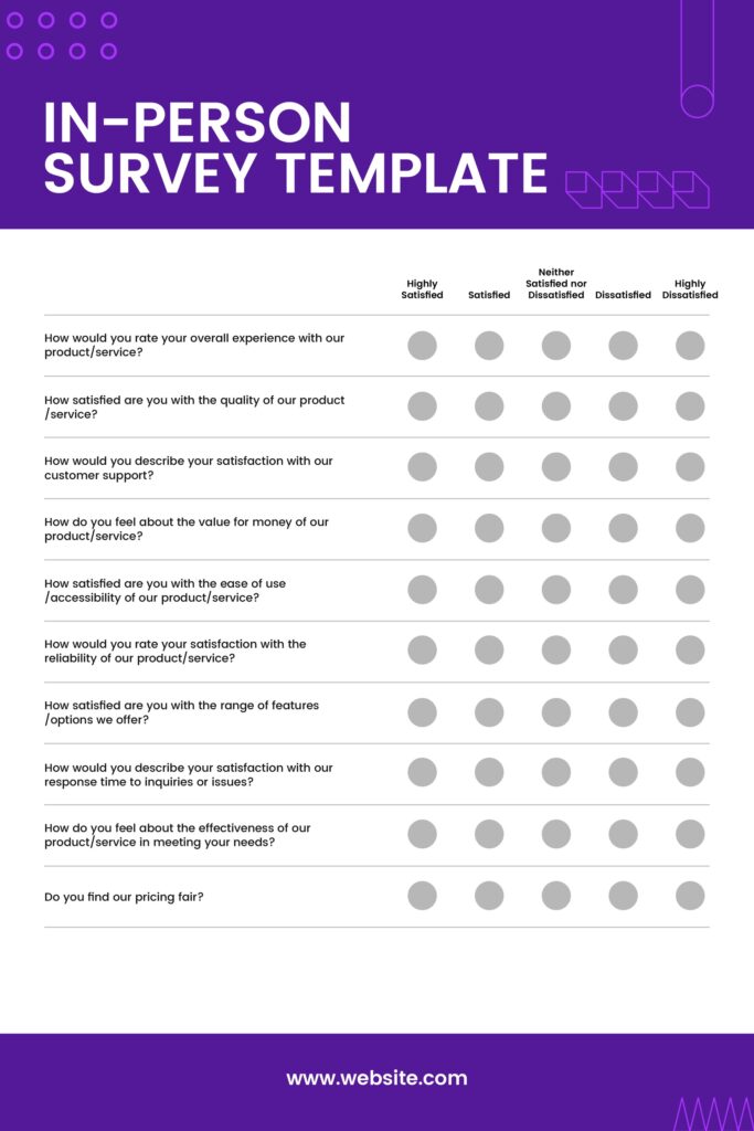 Voice of Customer In Person Survey Template